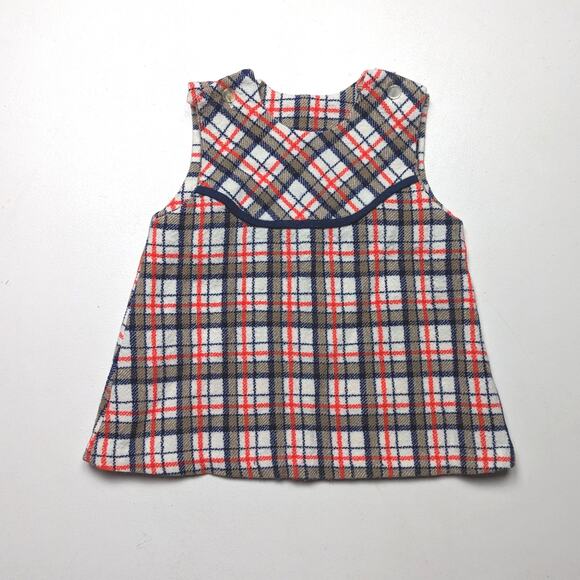 Vintage Top Girls Size 3 Plaid A-Line Sleeveless Wool - Picture 1 of 4